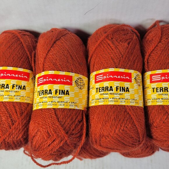 Lot of 15 Skeins Vintage Spinnerin Terra Fina Wool Acrylic Blend Rust Yarn - Picture 2 of 4